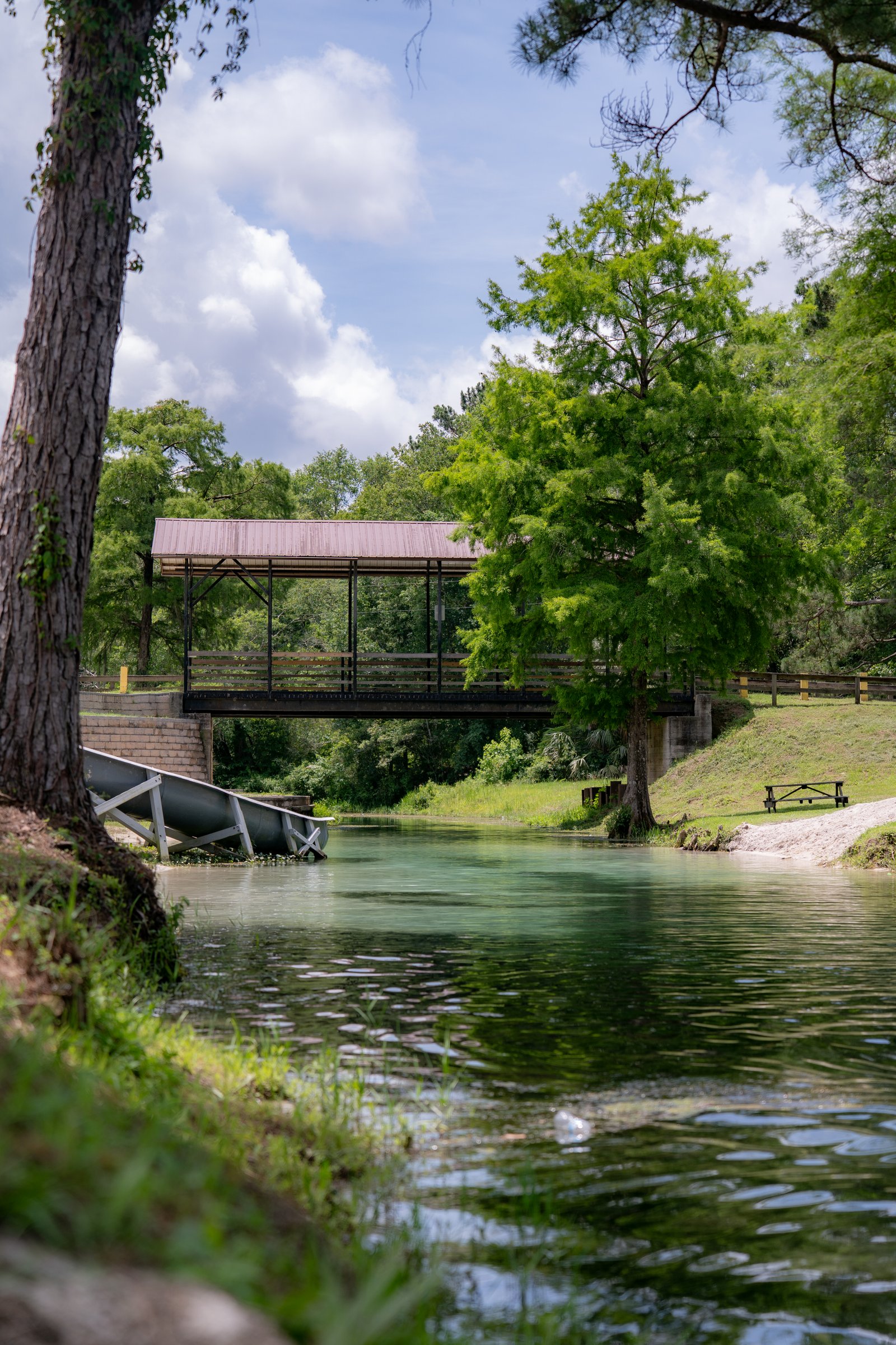 The spring and covered bridge at Vortex Spring