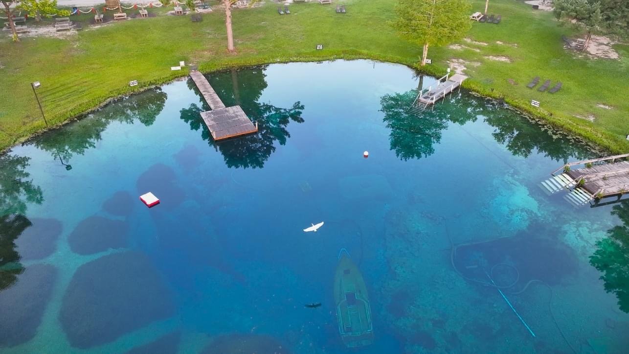 Aerial view of the spring basin